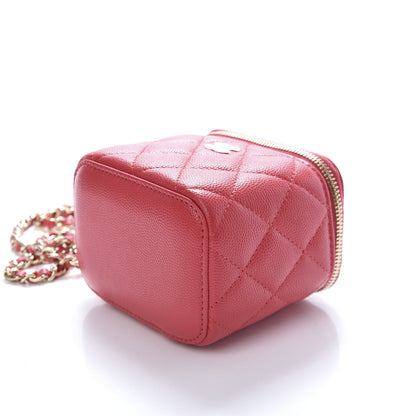 Chanel Caviar Quilted Mini Vanity Case With Chain Red 8 of 9