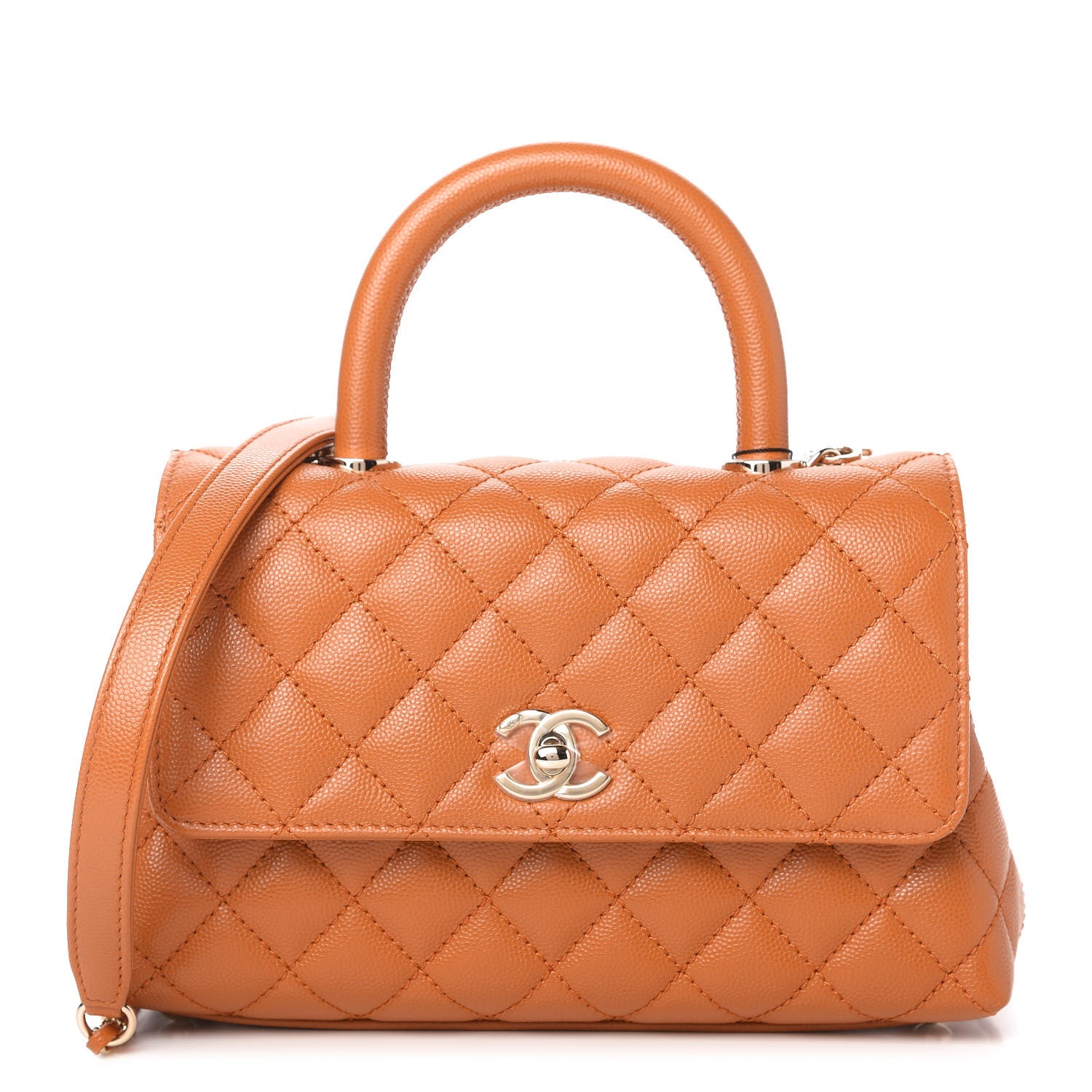Chanel Caviar Quilted Mini Coco Handle Flap Light Brown 1 of 10