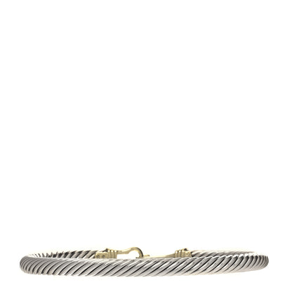 David Yurman Sterling Silver 14K Yellow Gold 5mm Cable Classic Buckle Bracelet 2 of 4