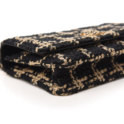 Chanel Tweed Quilted Chanel 19 Wallet On Chain WOC Black Beige 6 of 12