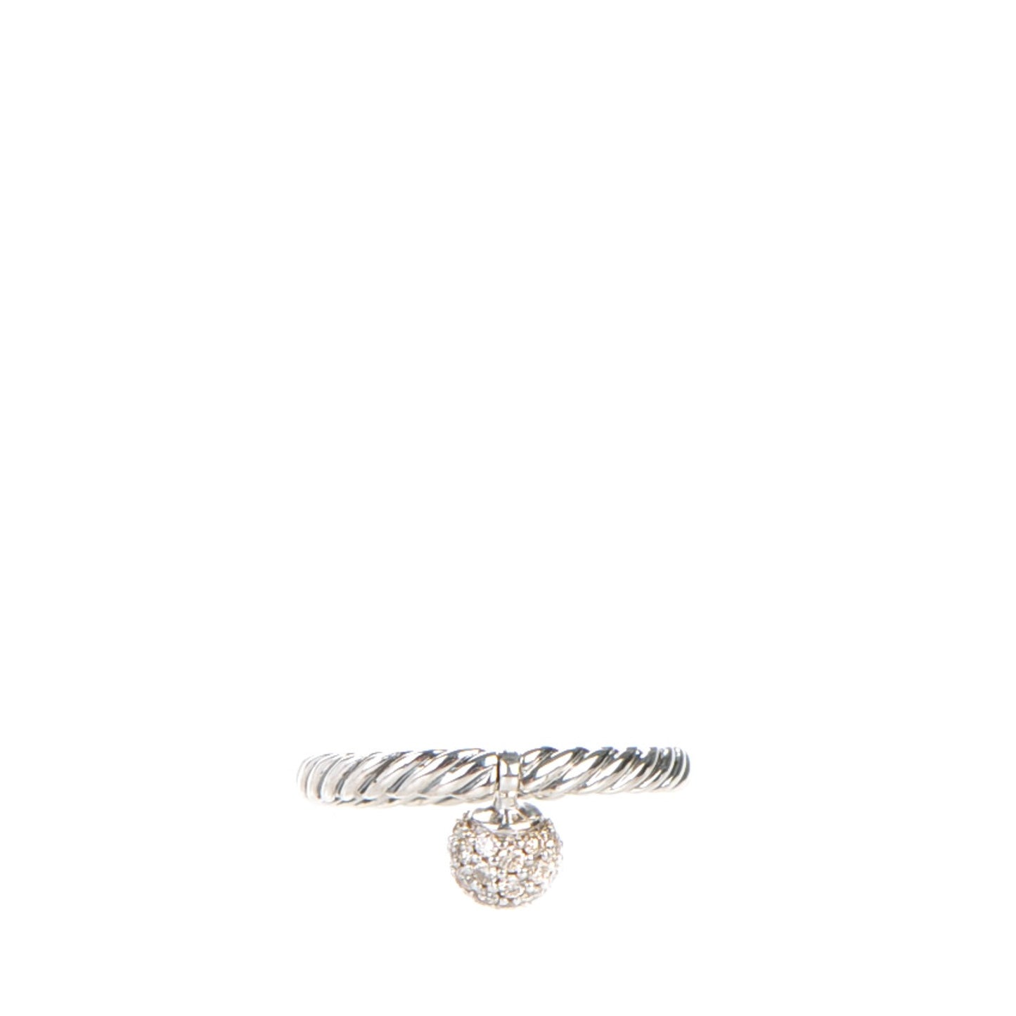 Sterling Silver Pave Diamond 6mm Element Ball Ring 51.5 6