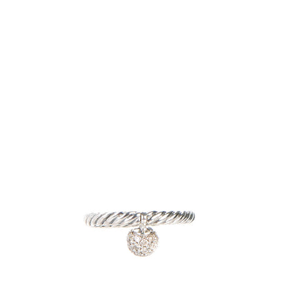 David Yurman Sterling Silver Pave Diamond 6mm Element Ball Ring 51.5 6 1 of 4