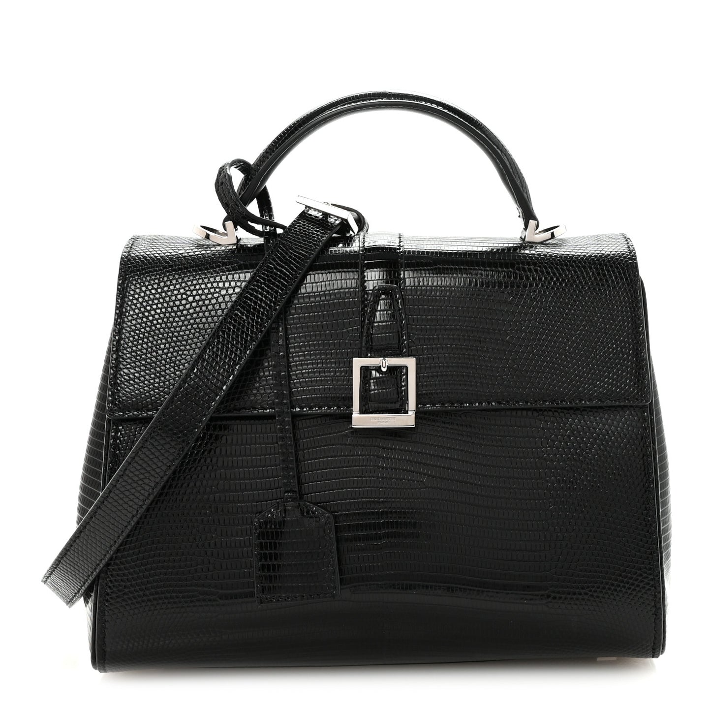 Lizard Le Fermoir Top Handle Bag Small Black