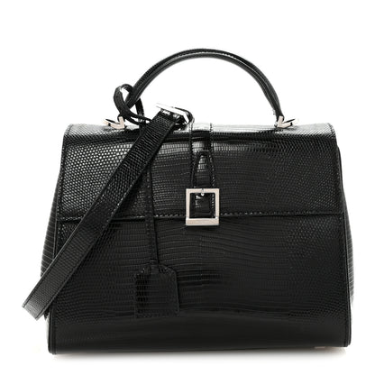 Saint Laurent Lizard Le Fermoir Top Handle Bag Small Black 1 of 9