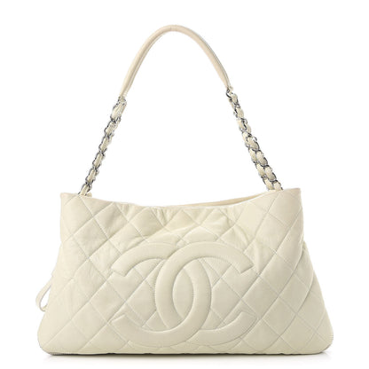 Chanel Caviar Quilted Expandable Zip Shoulder Bag Ivory 1 of 12