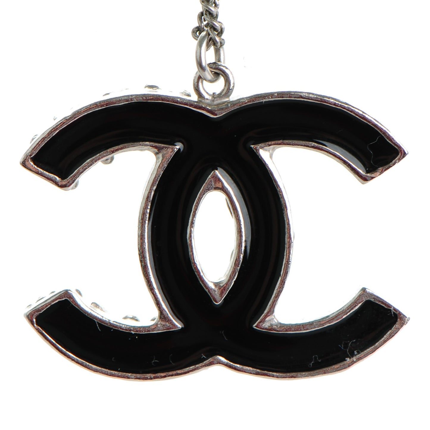 Enamel CC Necklace Black Silver