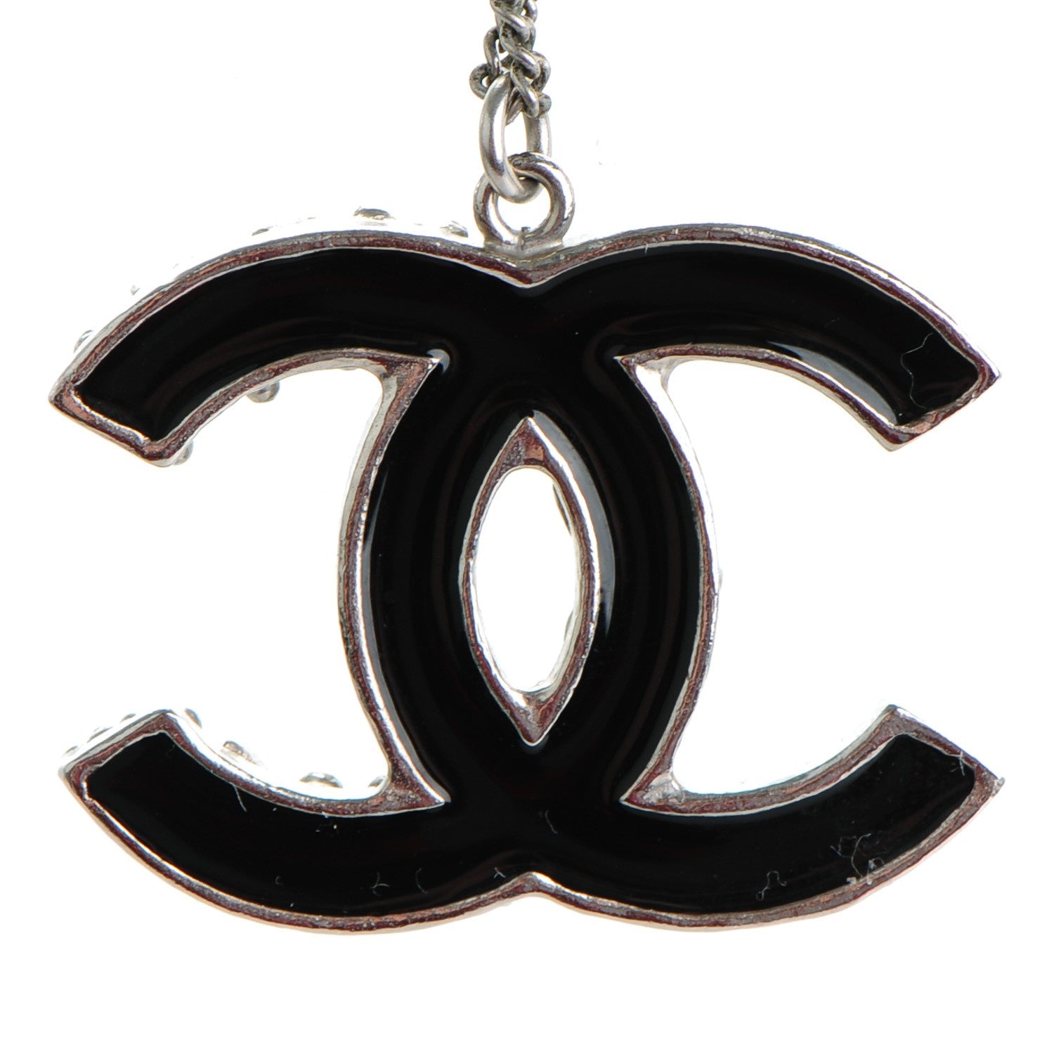 Chanel Enamel CC Necklace Black Silver 3 of 5