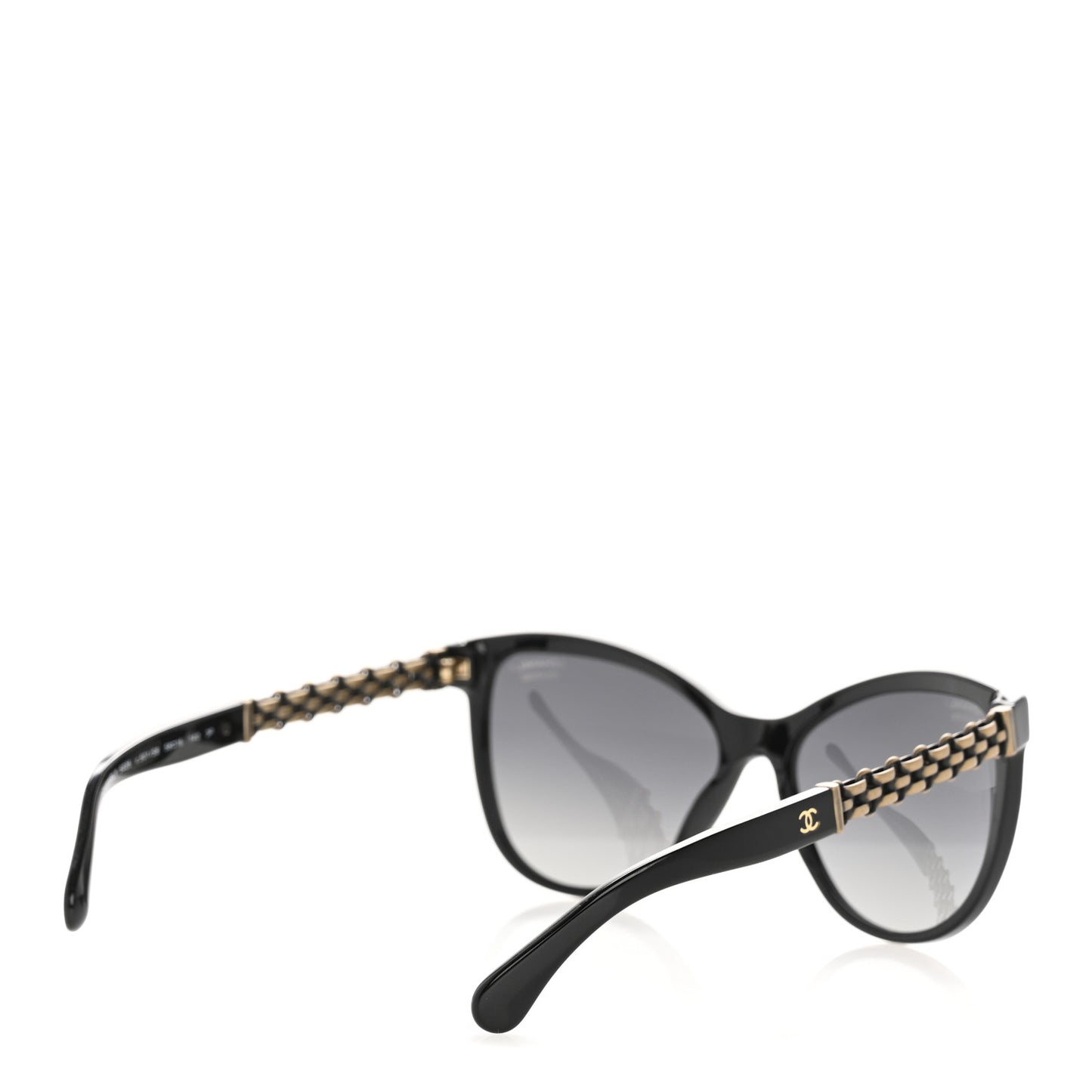 Acetate Polarized Cat Eye Chain Sunglasses 5326 Black