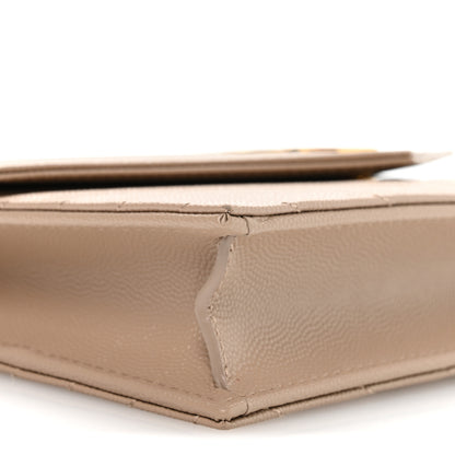 Saint Laurent Grain De Poudre Matelasse Chevron Monogram Envelope Chain Wallet Dark Beige 9 of 11
