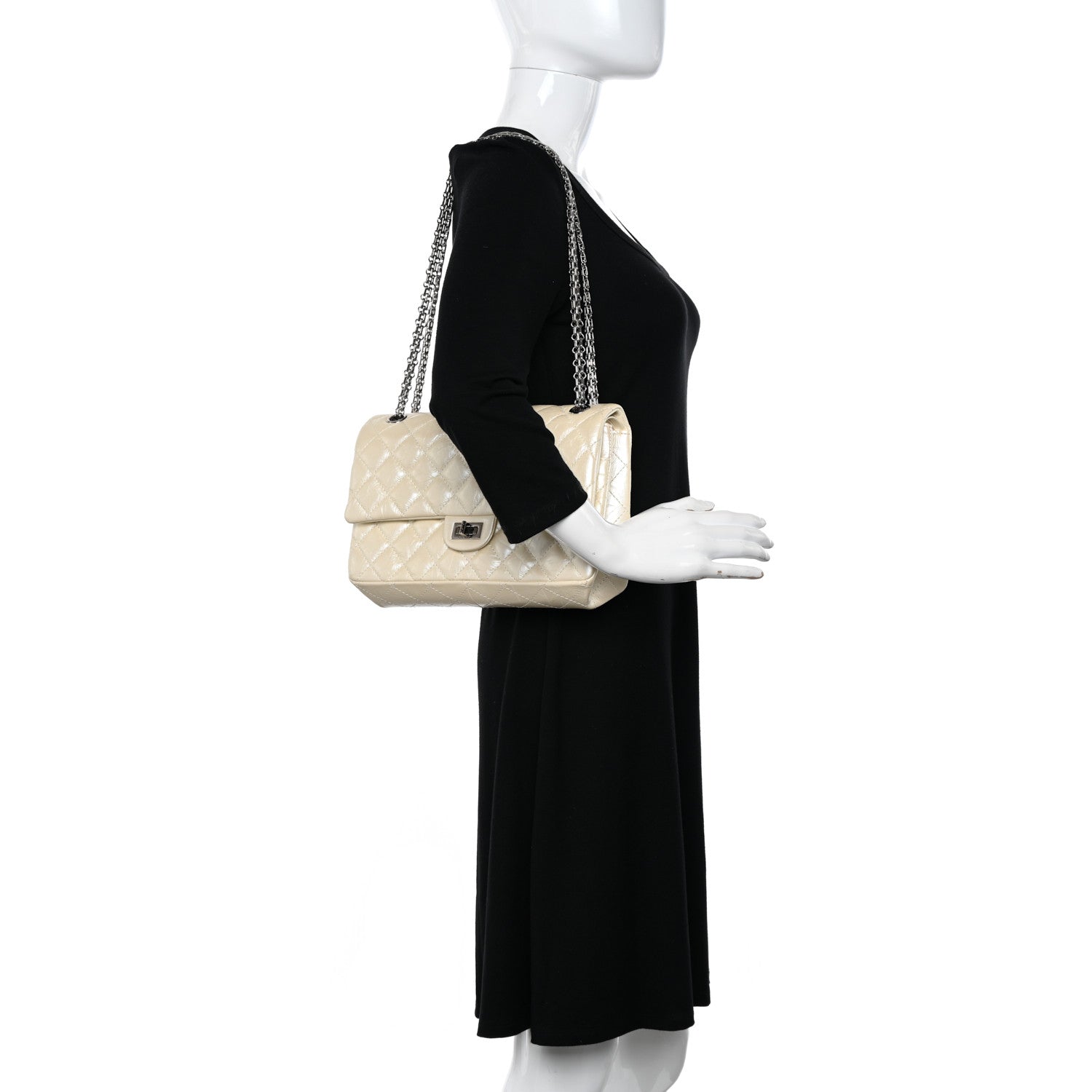 Chanel Metallic Aged Calfskin Quilted 2.55 Reissue 226 Flap White 2 of 10