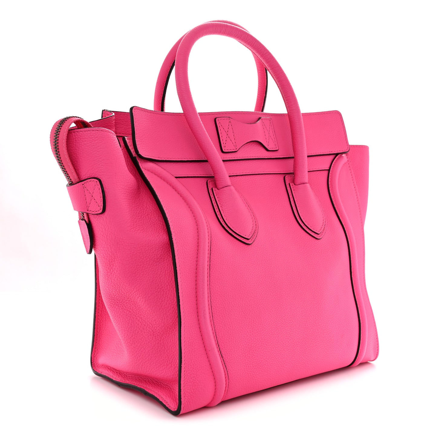 Drummed Calfskin Mini Luggage Fluo Pink