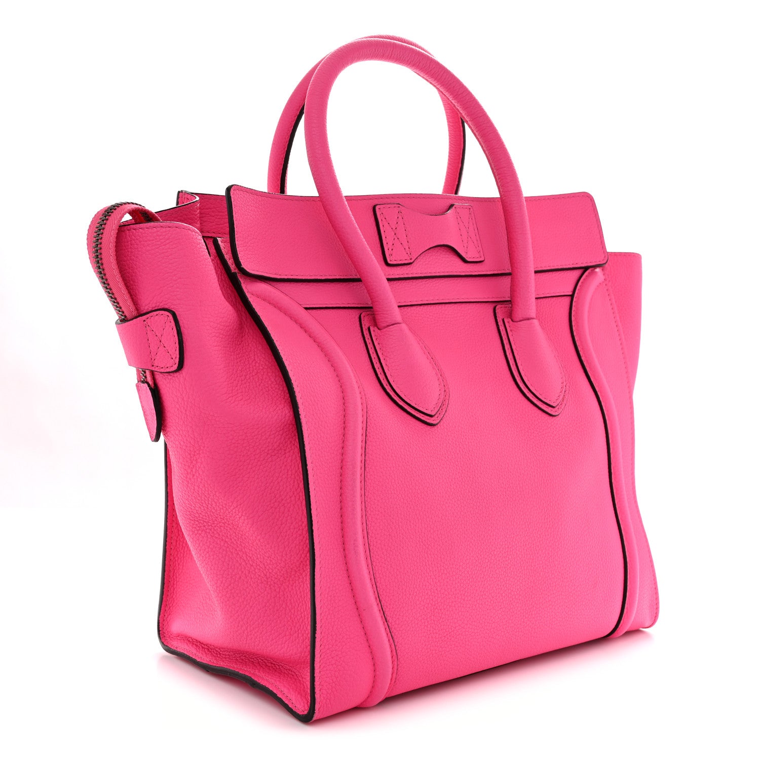 Celine Drummed Calfskin Mini Luggage Fluo Pink 3 of 12