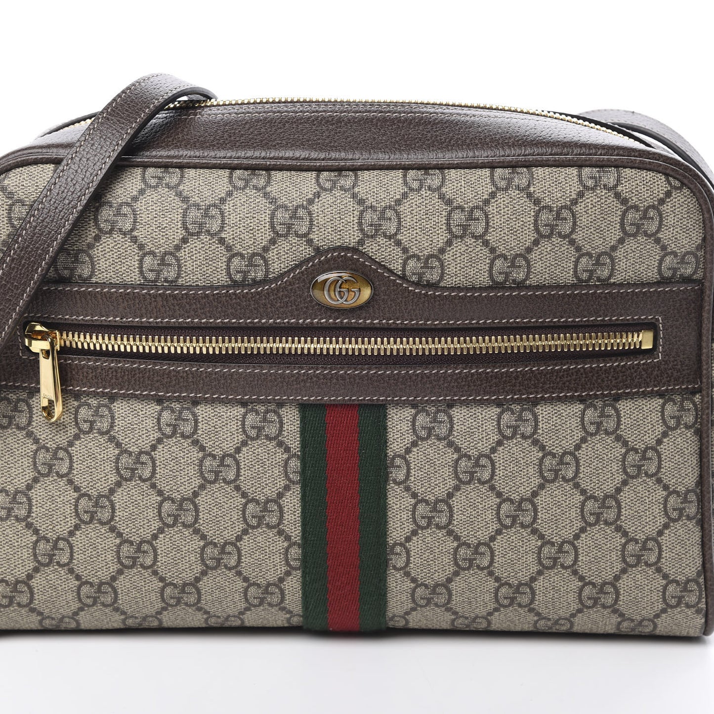 GG Supreme Monogram Web Small Ophidia Shoulder Bag Brown