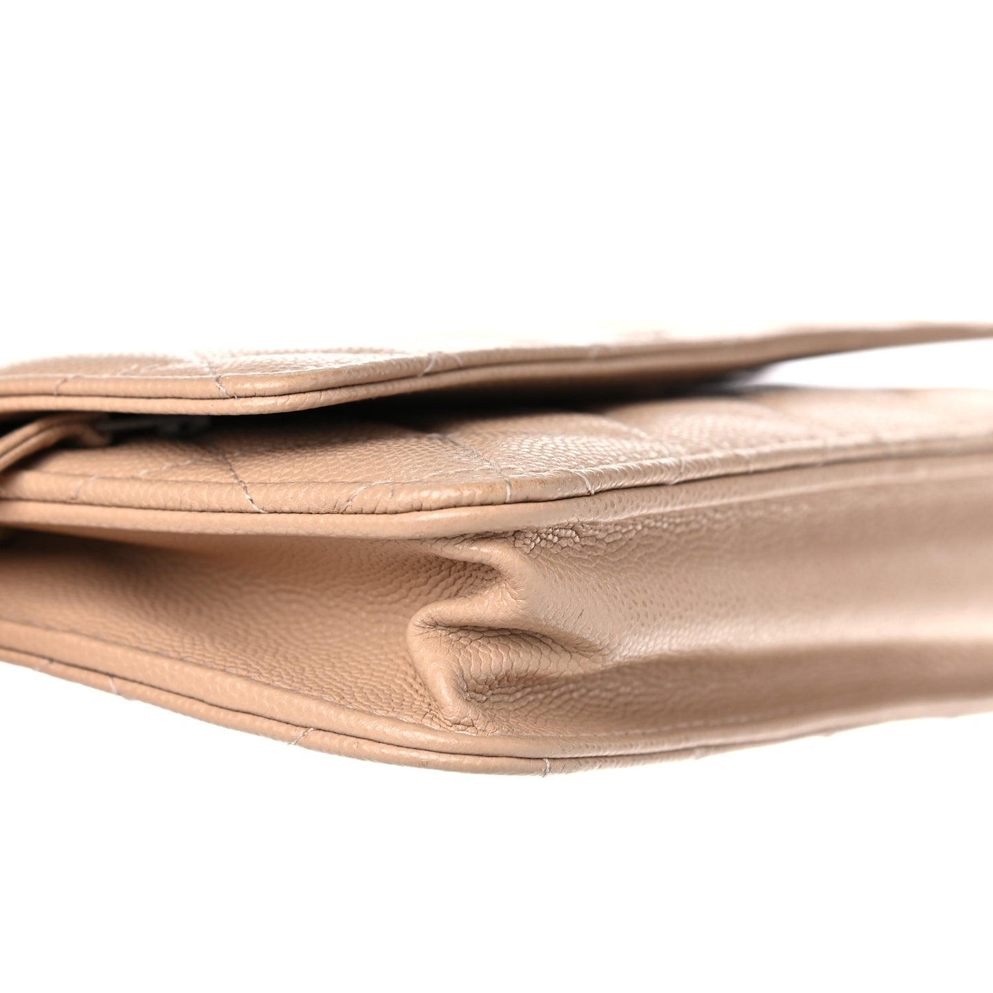 Caviar Quilted Wallet On Chain WOC Beige