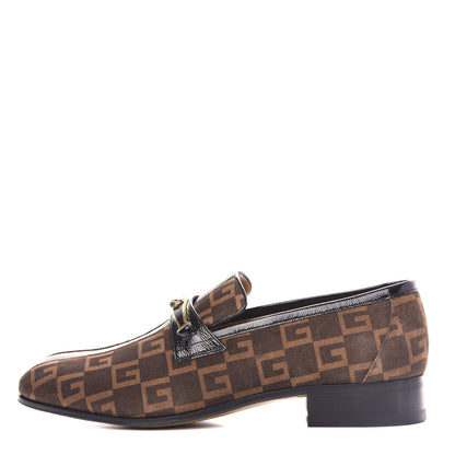 Gucci Vernice Naplack Suede Mens Square G Loafers 8 Black Sigaro 1 of 10