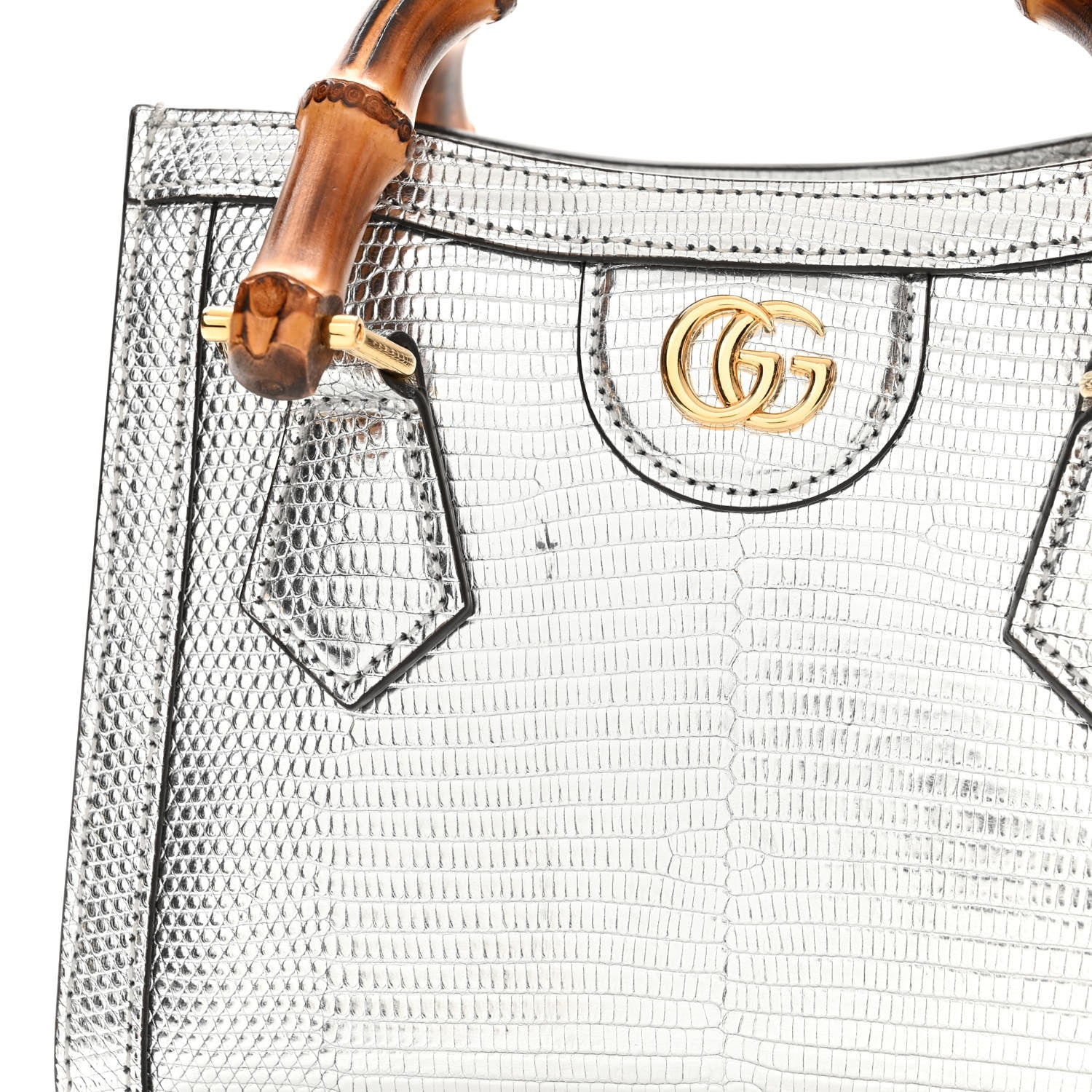 Gucci Lizard Mini Diana Tote Bag Silver 10 of 11