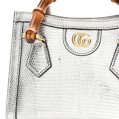 Gucci Lizard Mini Diana Tote Bag Silver 10 of 11