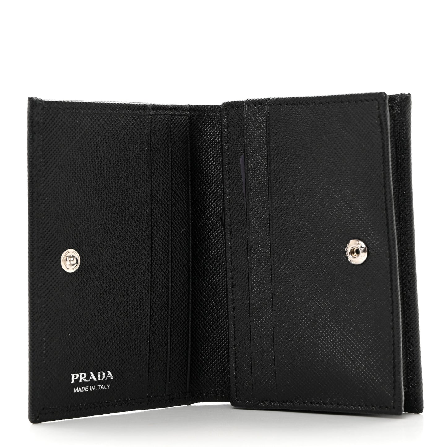 Saffiano Triangle Bi-Fold Card Holder Wallet Black