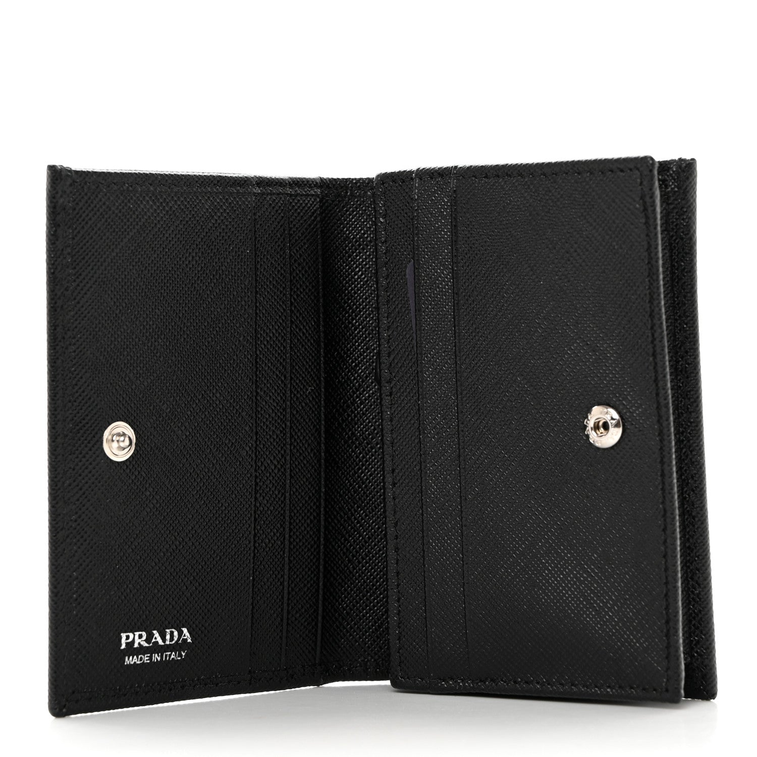 Prada Saffiano Triangle Bi-Fold Card Holder Wallet Black 5 of 7