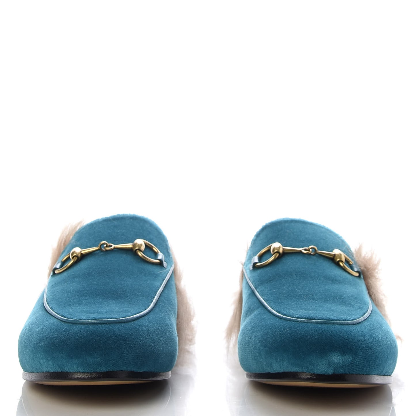 Velvet Fur Womens Princetown Slippers 36 Cyan