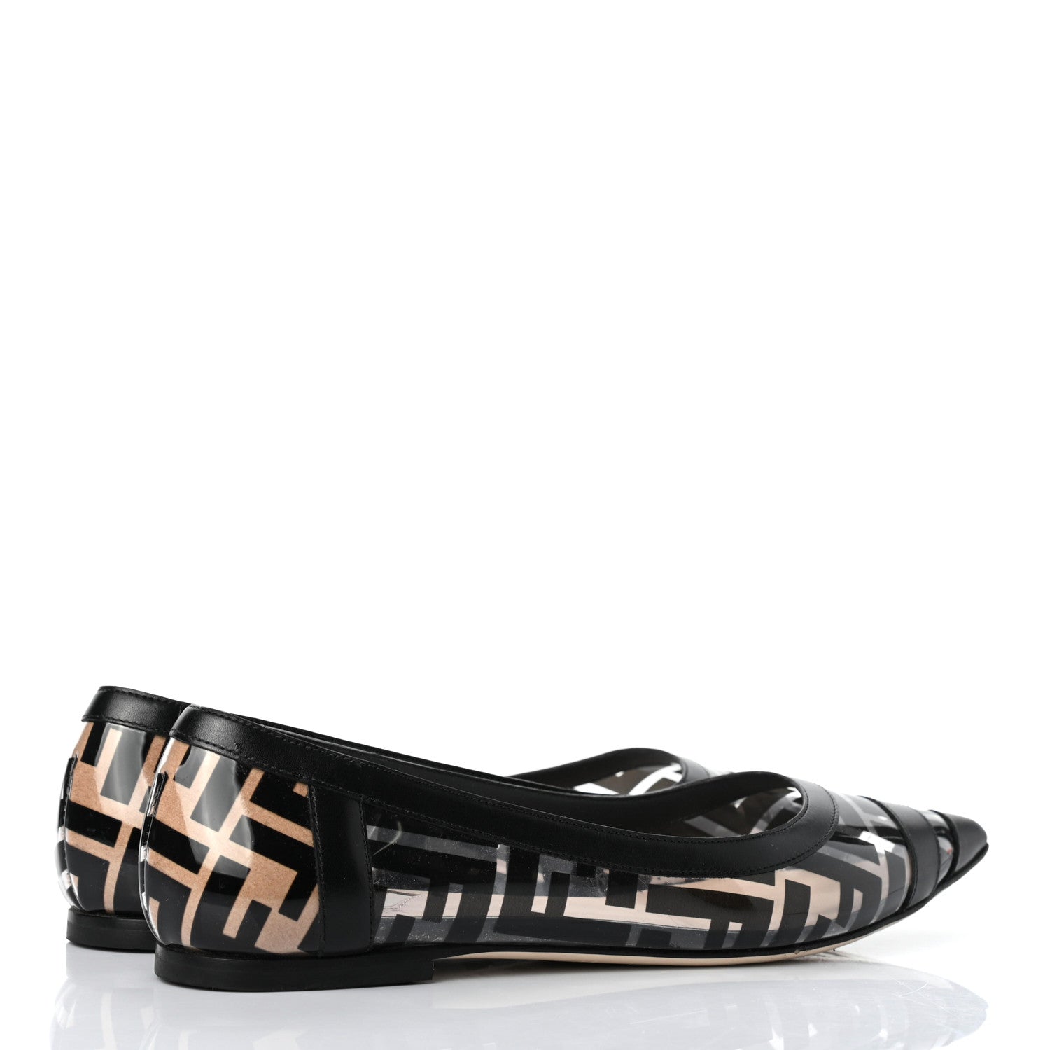 Fendi PVC Calfskin FF Colibri Ballerina Flats 36 Black 4 of 8