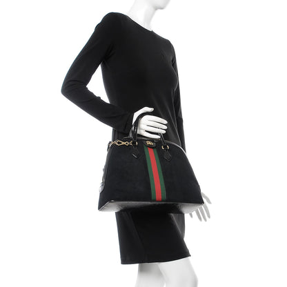 Gucci Suede Patent GG Web Medium Ophidia Top Handle Dome Bag Black 3 of 12