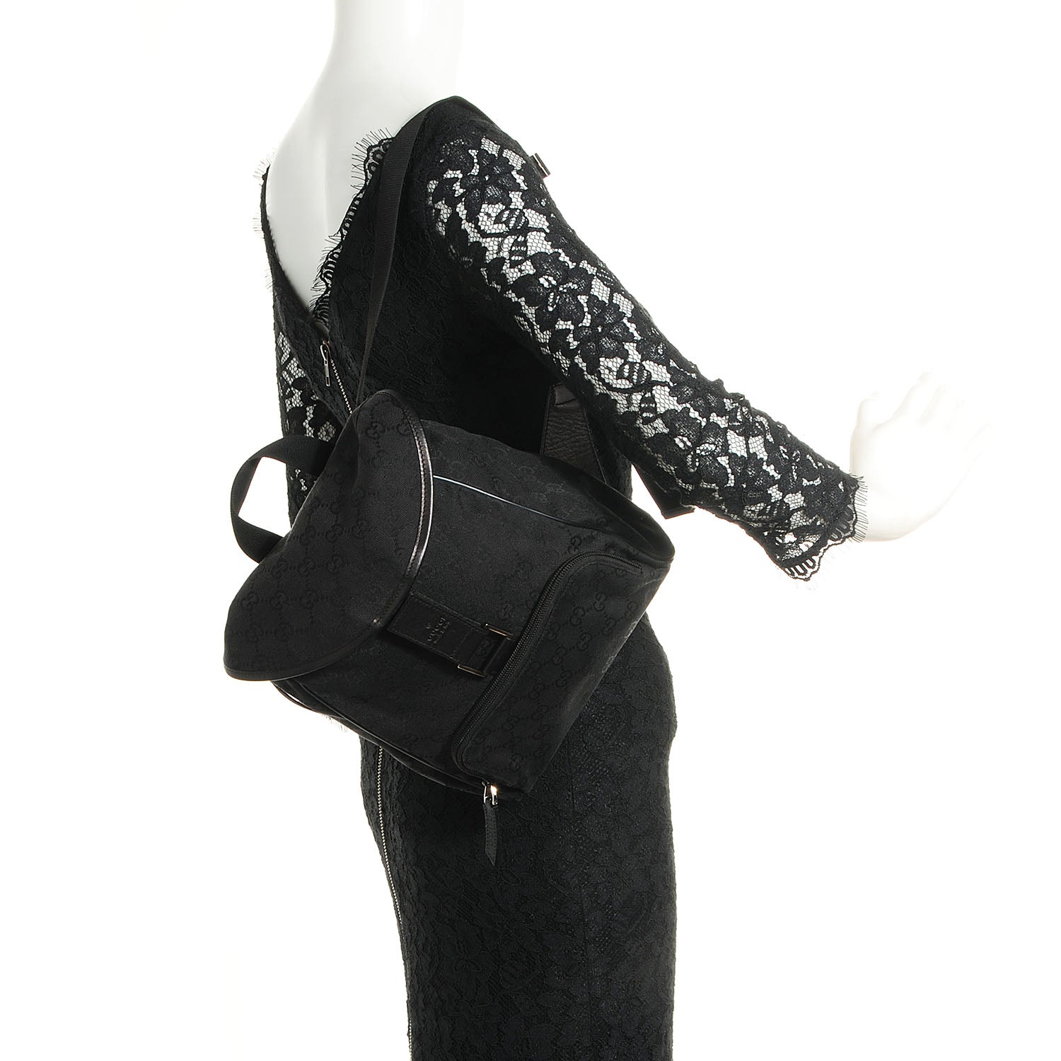 Gucci Monogram Flap Backpack Black 2 of 9