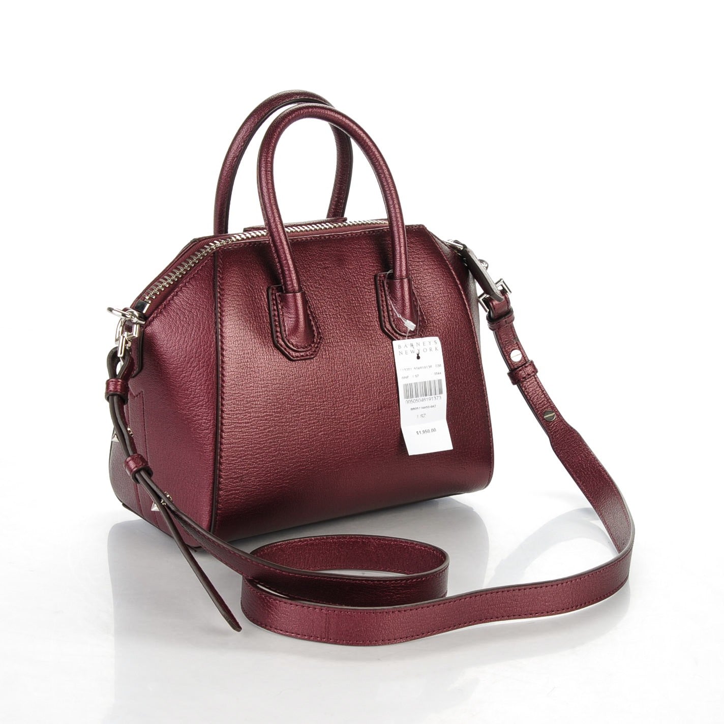 Metallic Sugar Goatskin Mini Antigona Oxblood