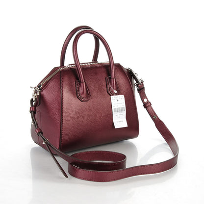 Givenchy Metallic Sugar Goatskin Mini Antigona Oxblood 3 of 7