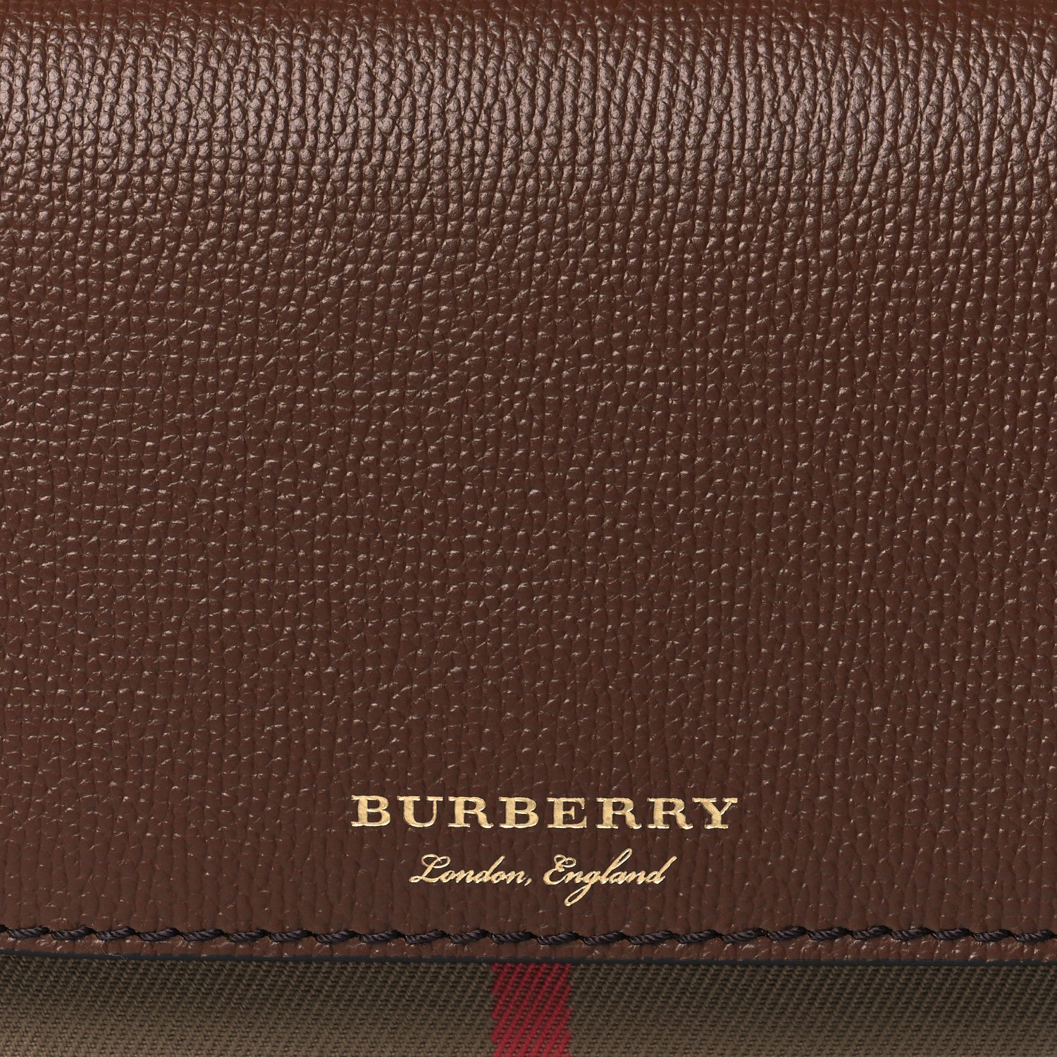 Burberry Grained Calfskin House Check Tartan Mix Hampshire Wallet On Chain Tan 8 of 10