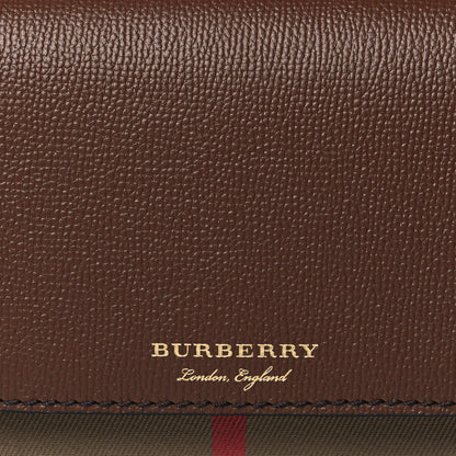 Burberry Grained Calfskin House Check Tartan Mix Hampshire Wallet On Chain Tan 8 of 10