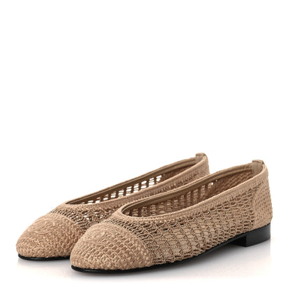 Chanel Raffia Cap Toe Ballerina Flats 36 Beige 4 of 11