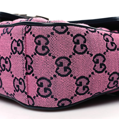 Gucci Monogram Multicolor Matelasse Diagonal Small GG Marmont Shoulder Bag Pink Blue 10 of 12