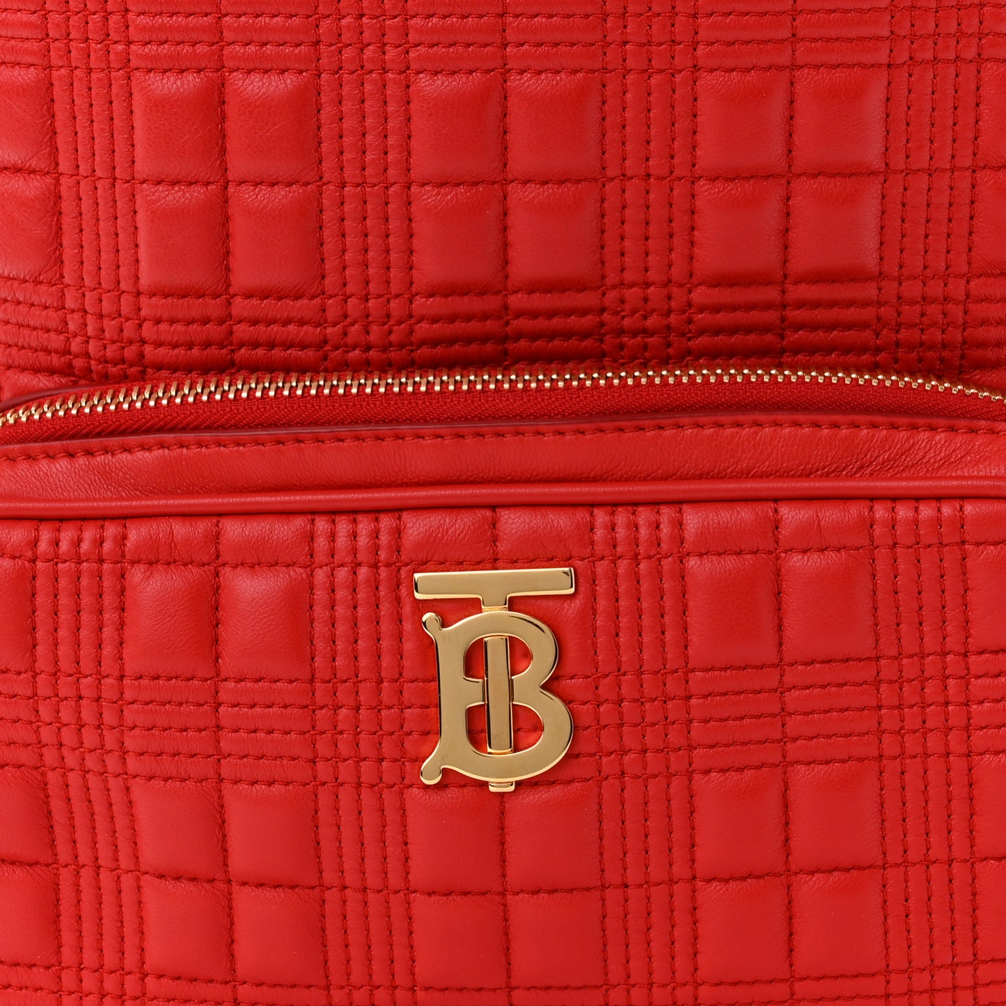 Lambskin Quilted Medium Lola Zip Pocket Backpack Bright Red