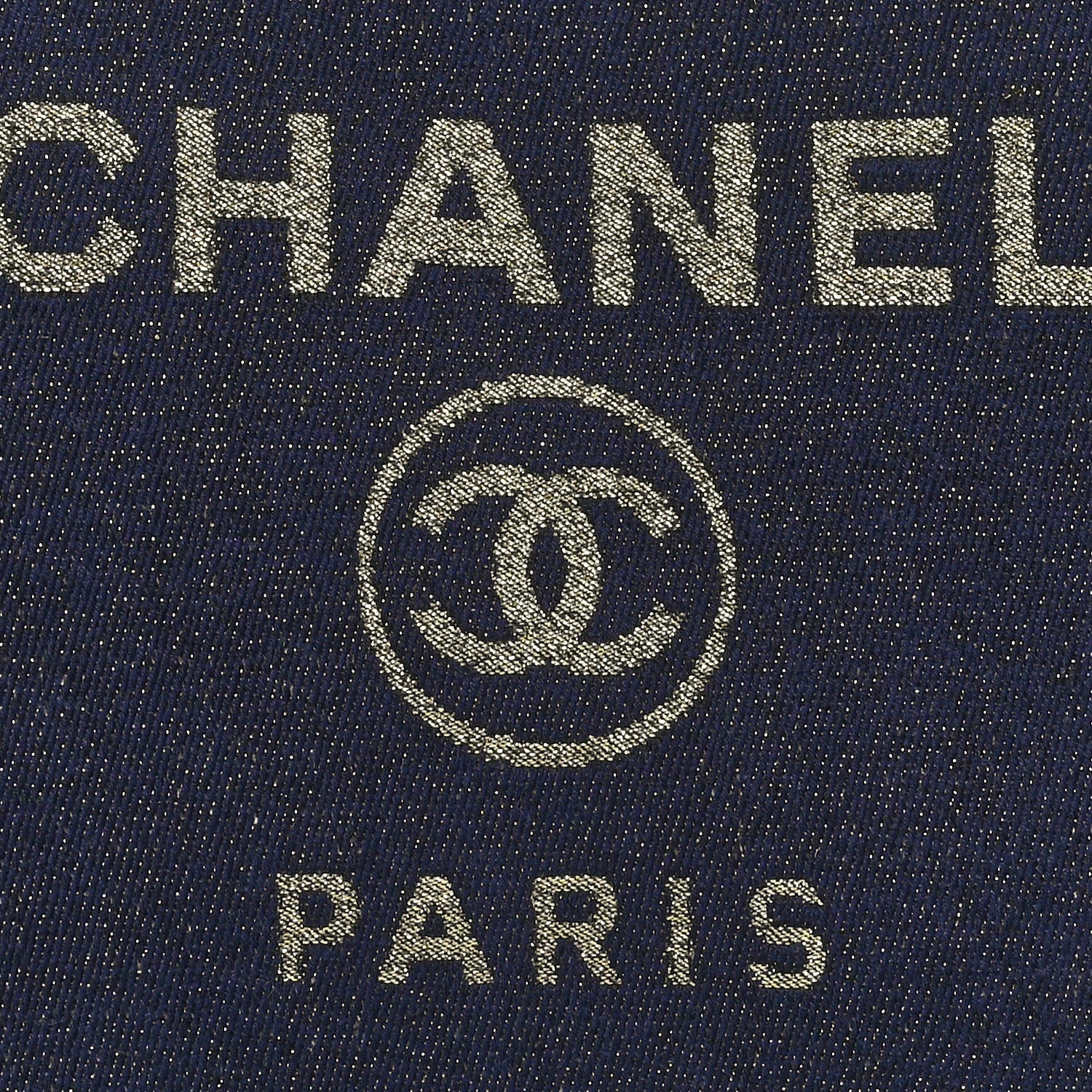 Chanel Lurex Canvas Medium Deauville Cosmetic Pouch Navy Blue Gold 8 of 11