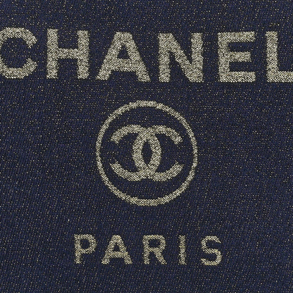 Chanel Lurex Canvas Medium Deauville Cosmetic Pouch Navy Blue Gold 8 of 11
