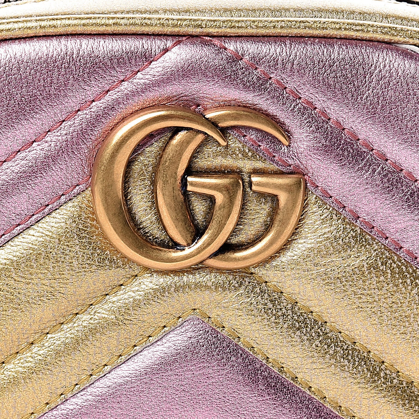 Metallic Nappa Matelasse Heart GG Marmont Belt Bag 95 38 Oro Vecchio Rosa