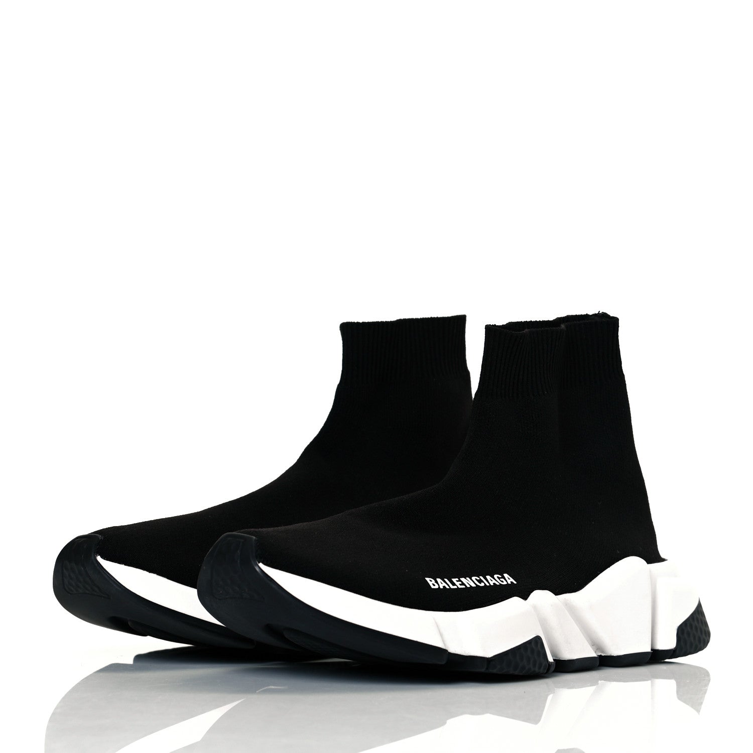 Balenciaga Neoprene Knit Womens Speed Sneakers 38 Black White 4 of 16