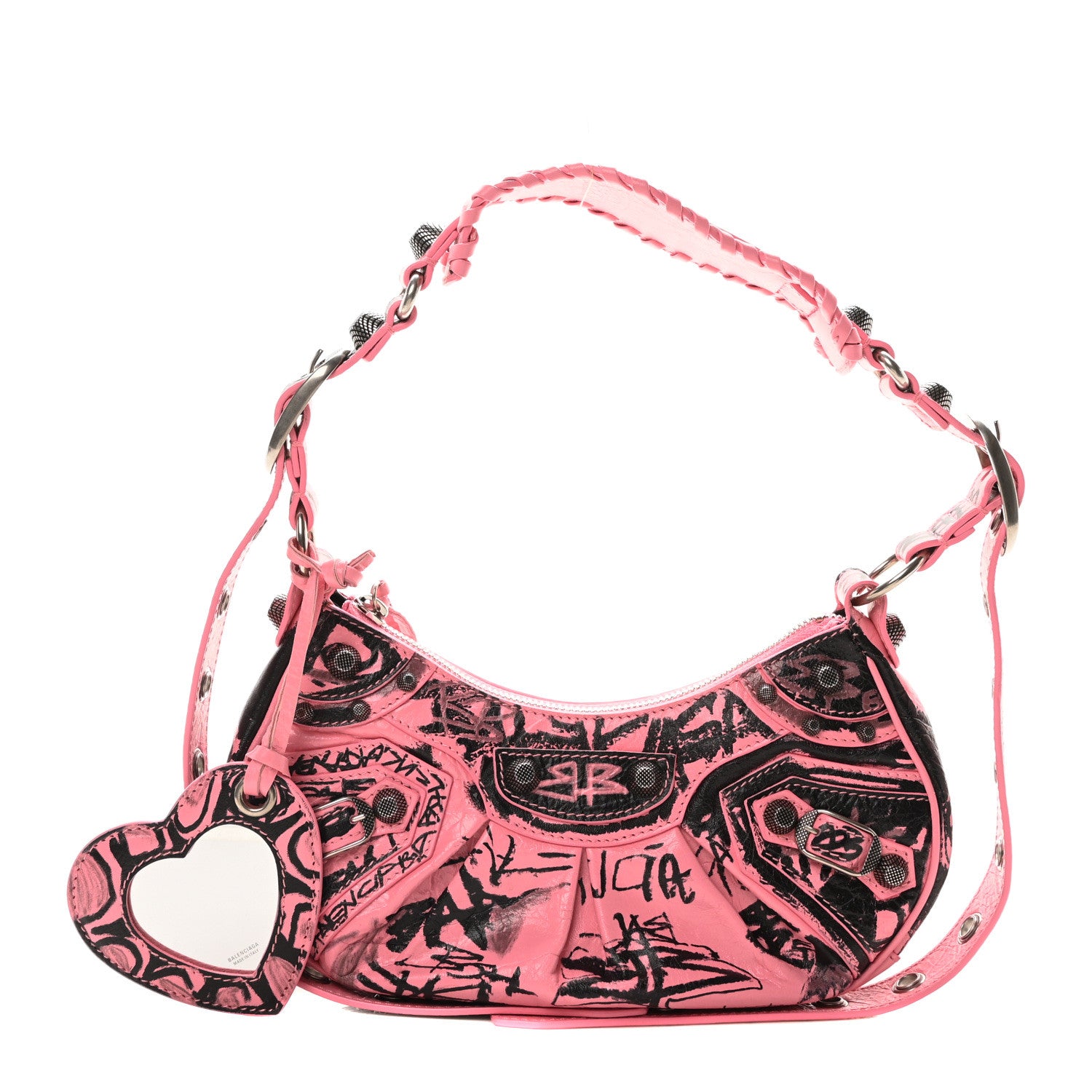 Balenciaga Agneau Arena Graffiti Le Cagole Shoulder Bag XS Sweet Pink 3 of 12