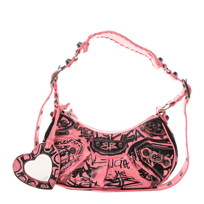 Balenciaga Agneau Arena Graffiti Le Cagole Shoulder Bag XS Sweet Pink 3 of 12
