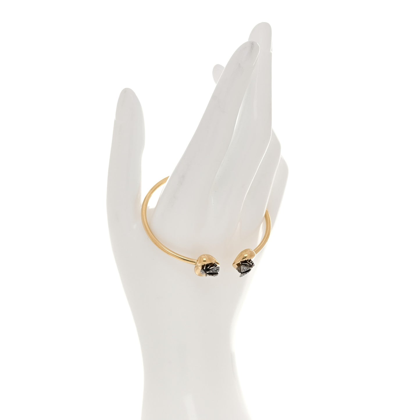 18K Yellow Gold Sterling Silver Diamond Le Marche Des Merveilles Bee Heart Cuff Bracelet