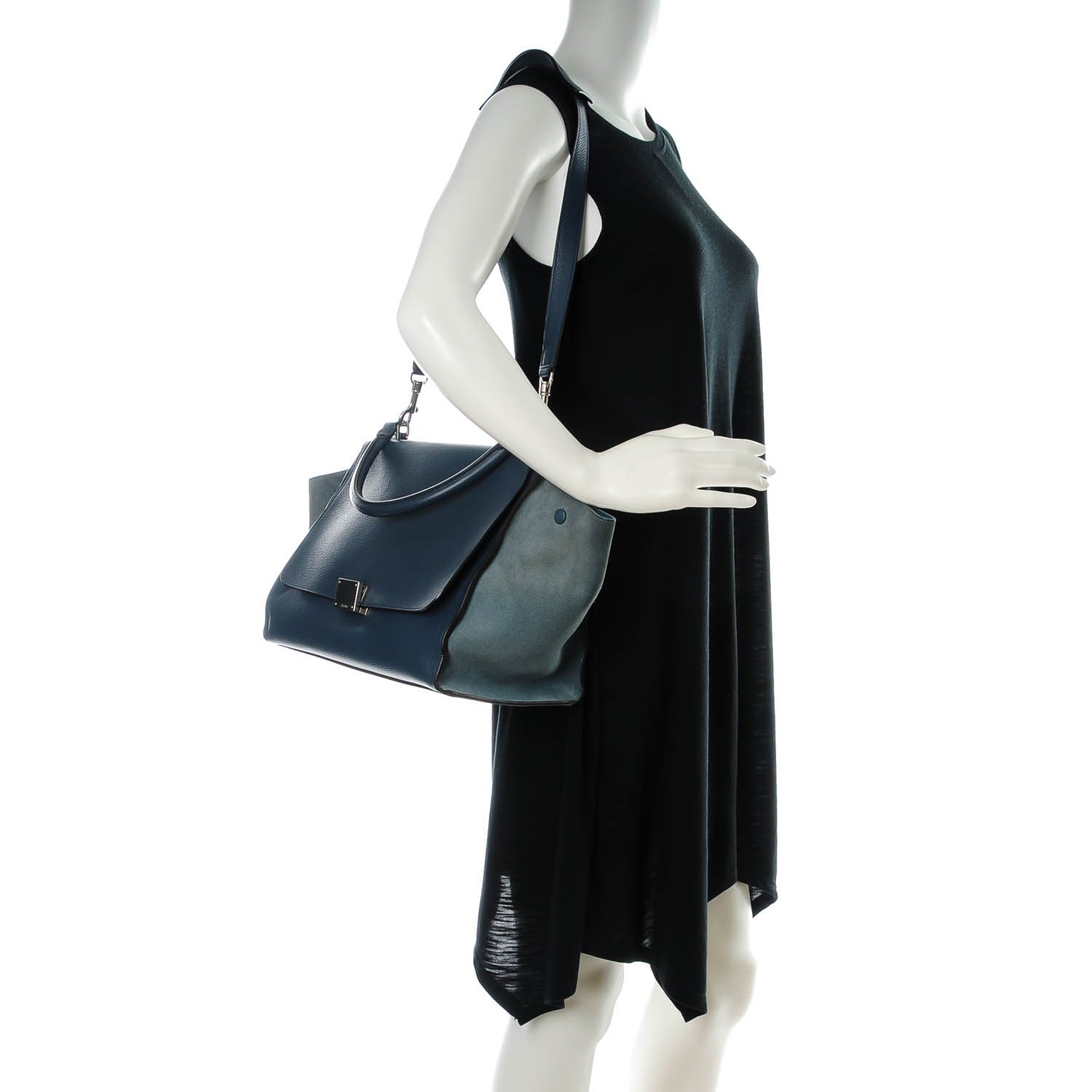 Celine Drummed Calfskin Suede Medium Trapeze Orage 2 of 12
