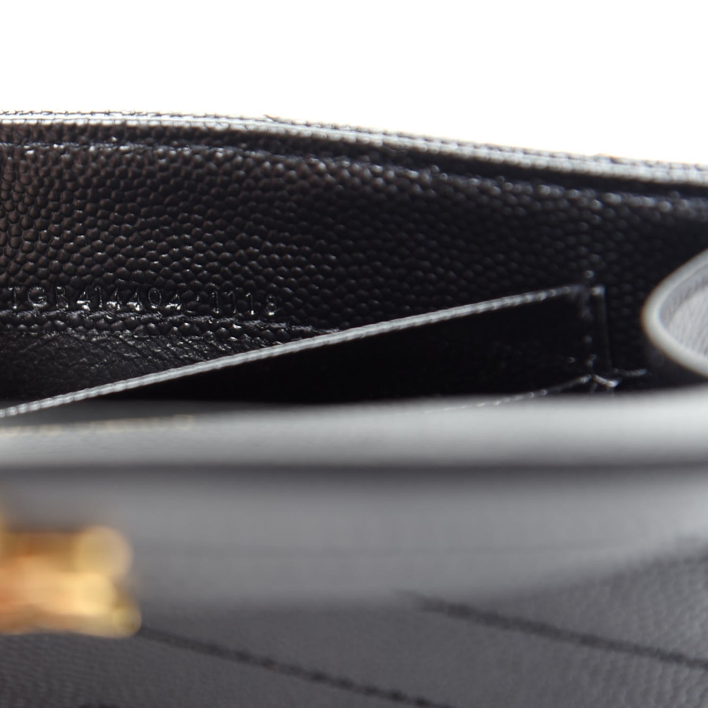 Grain De Poudre Matelasse Chevron Small Monogram Envelope Wallet Black