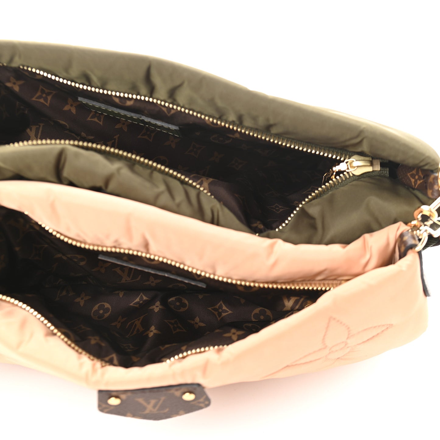 Econyl Monogram Pillow Maxi Multi Pochette Accessories Kaki Beige