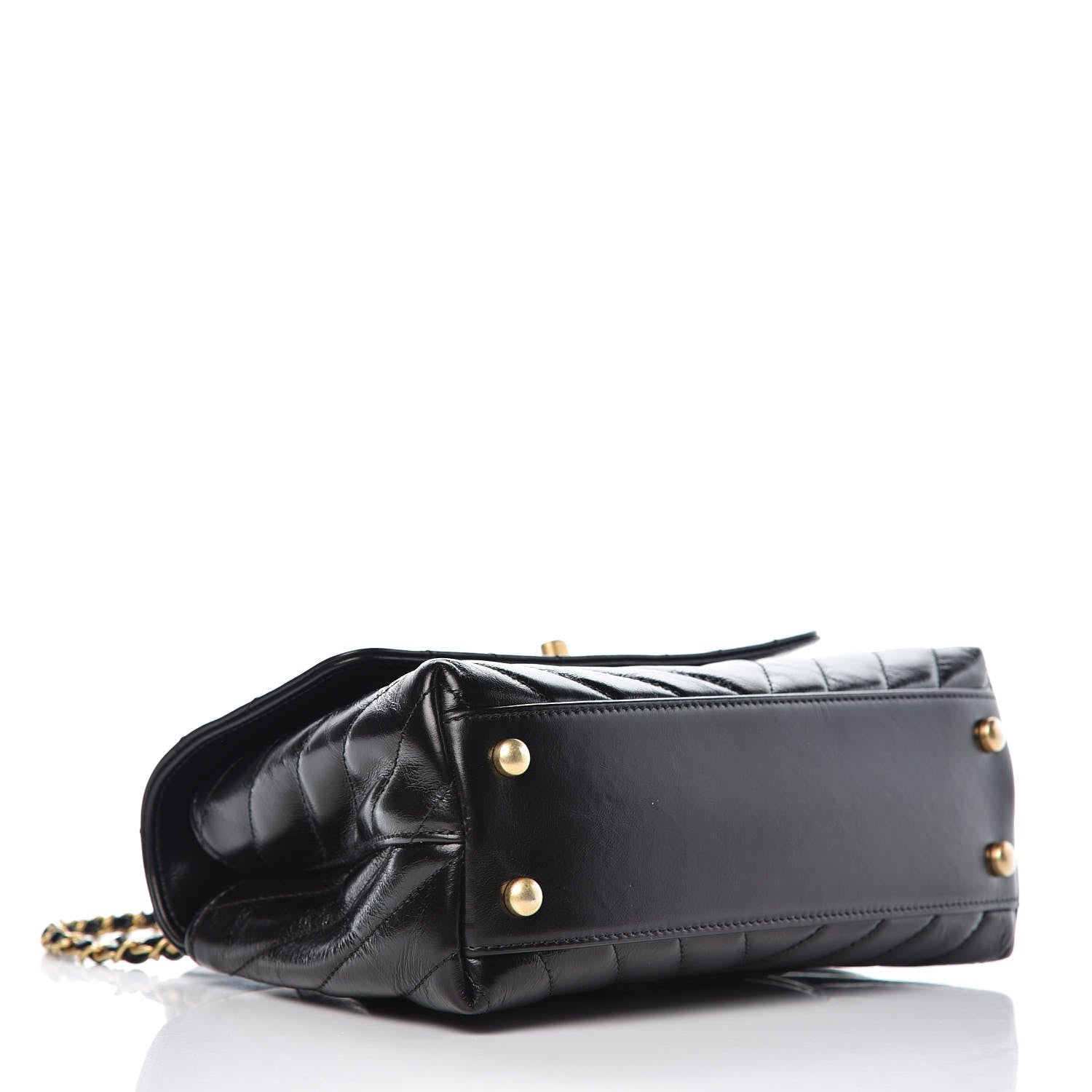 Chanel Calfskin Lizard Chevron Quilted Mini Coco Handle Flap Black 4 of 10