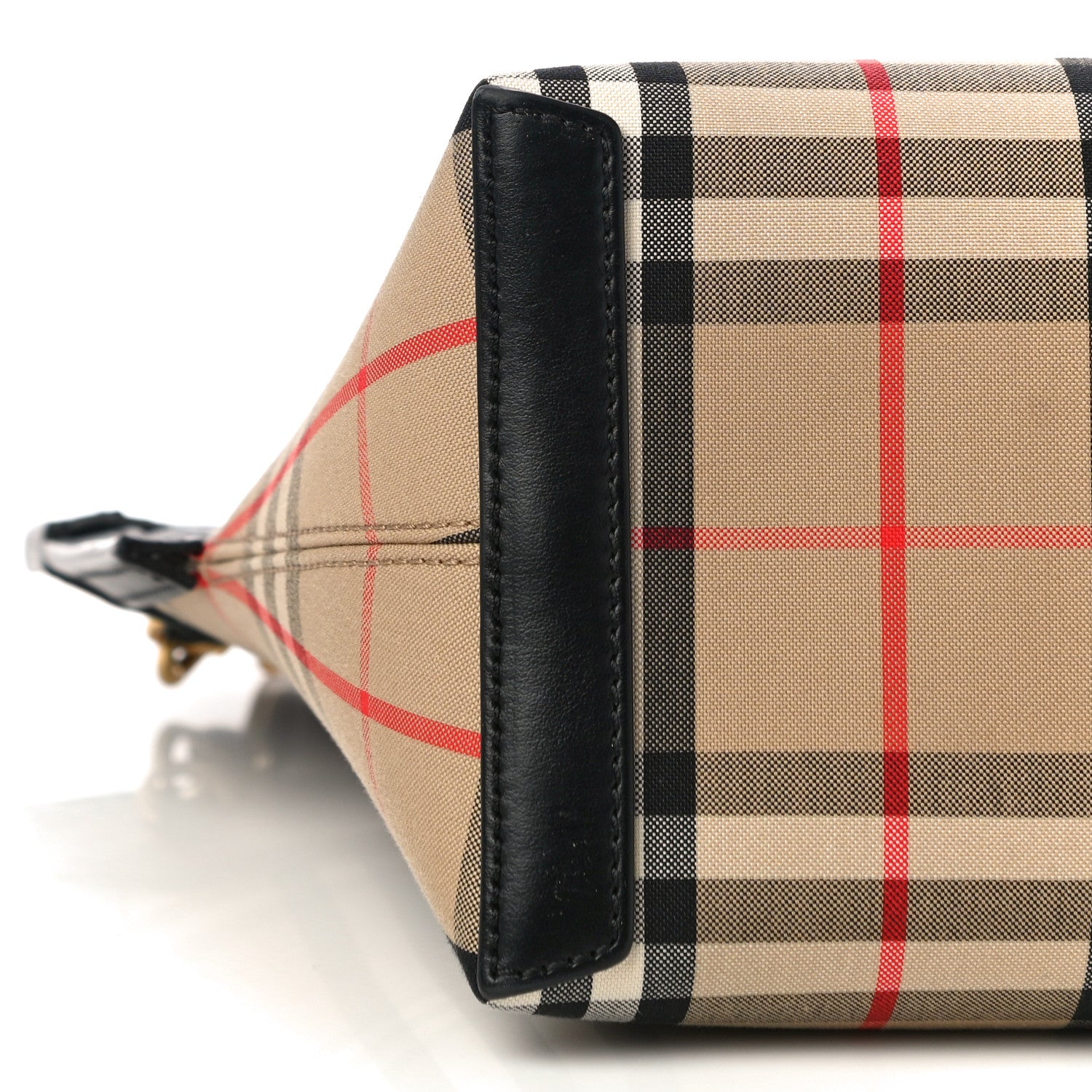 Burberry Calfskin Vintage Check Small Society Top Handle Bag Archive Beige Black 5 of 10