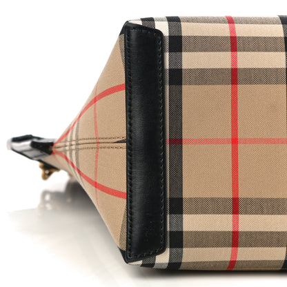 Burberry Calfskin Vintage Check Small Society Top Handle Bag Archive Beige Black 5 of 10
