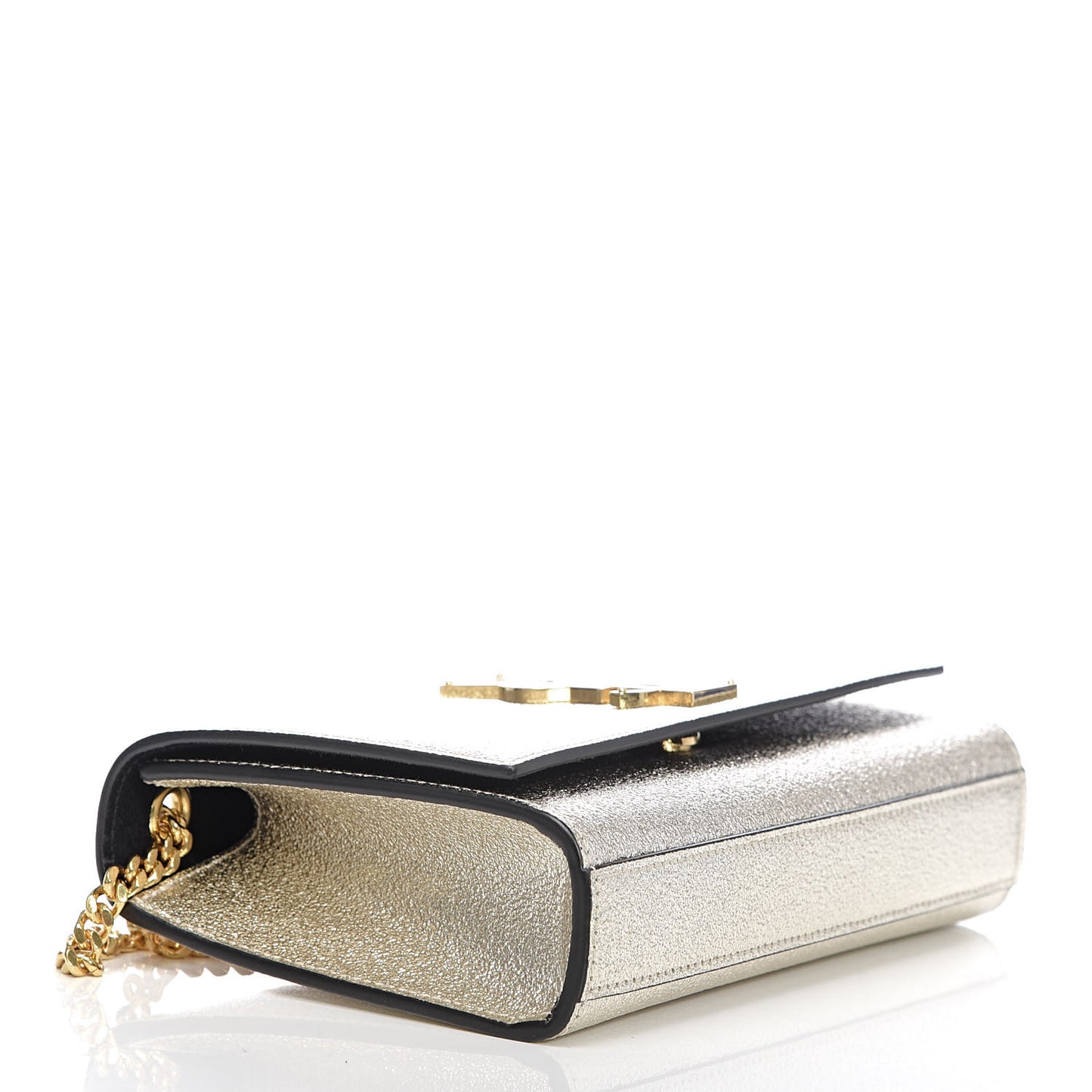 Metallic Calfskin Small Classic Monogram Kate Satchel Gold
