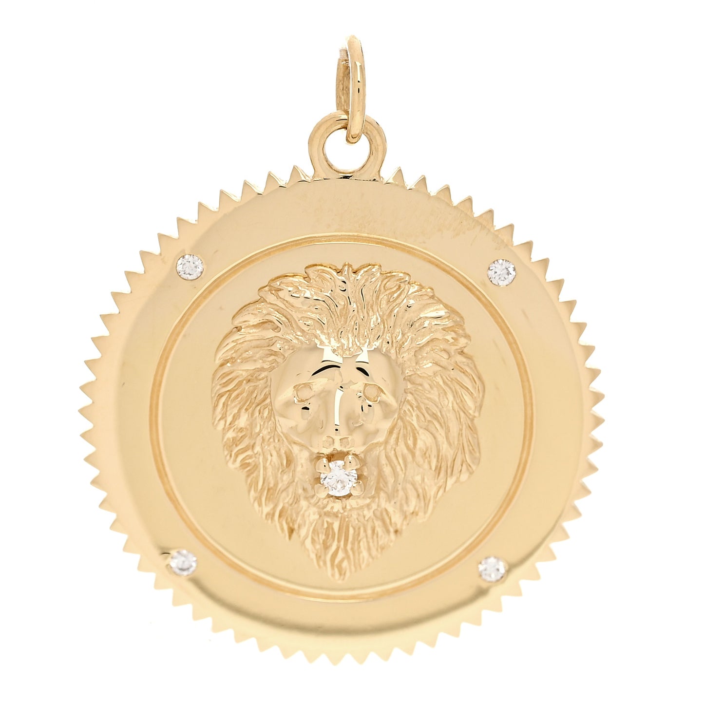 18K Yellow Gold Diamond Large Strength Medallion Pendant