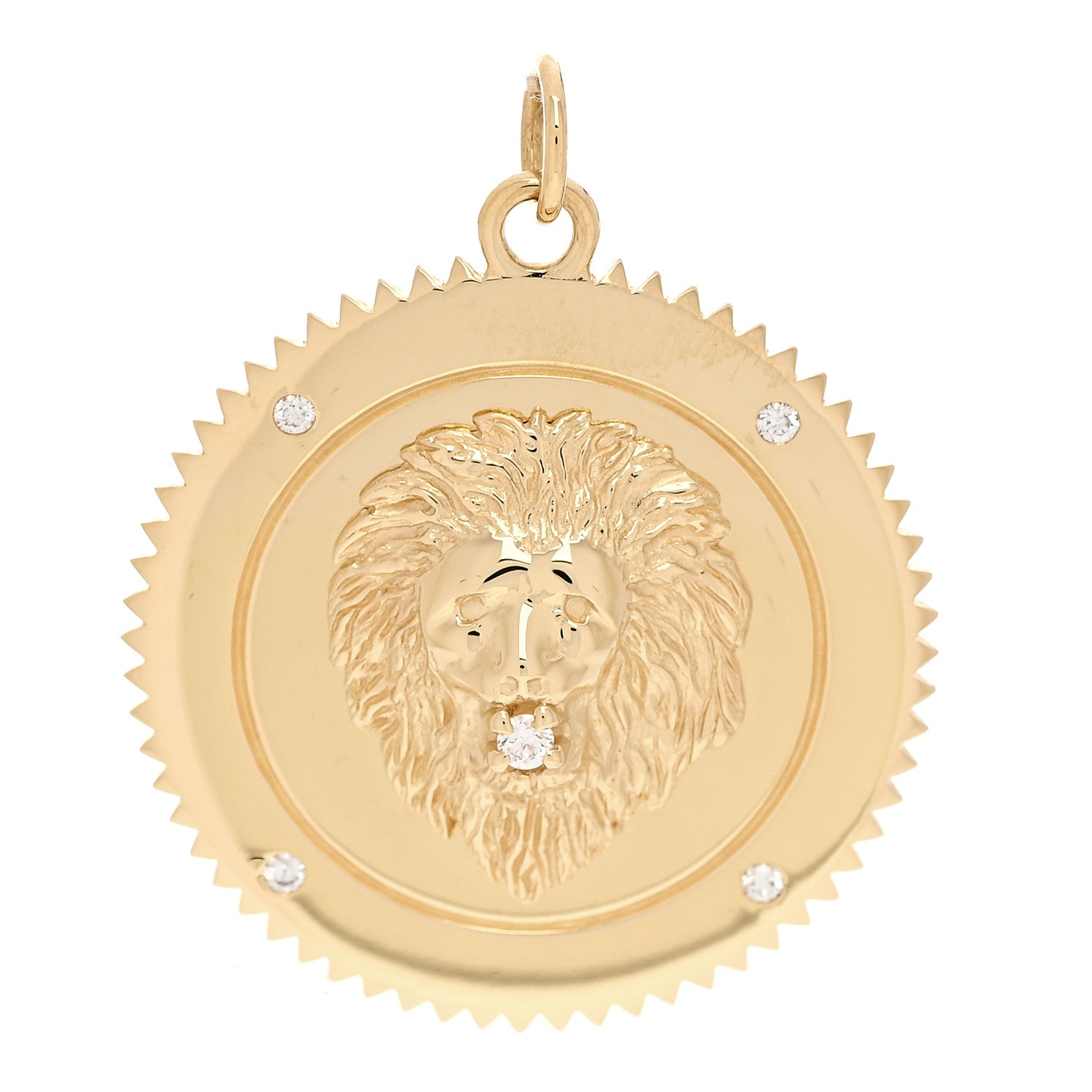 Foundrae 18K Yellow Gold Diamond Large Strength Medallion Pendant 1 of 3
